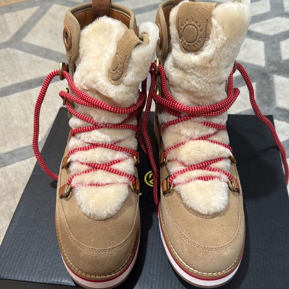 NIB Cole Haan ZeroGrand Hiker Boot Size 8 Tan/Red - Picture 1 of 9